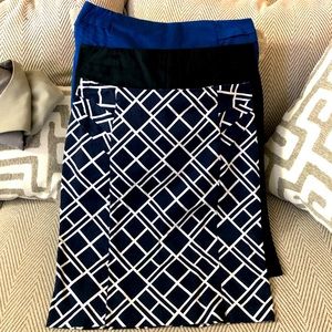 3 knee length size 10 New York and Company Skirts! blue, blue and white, black!